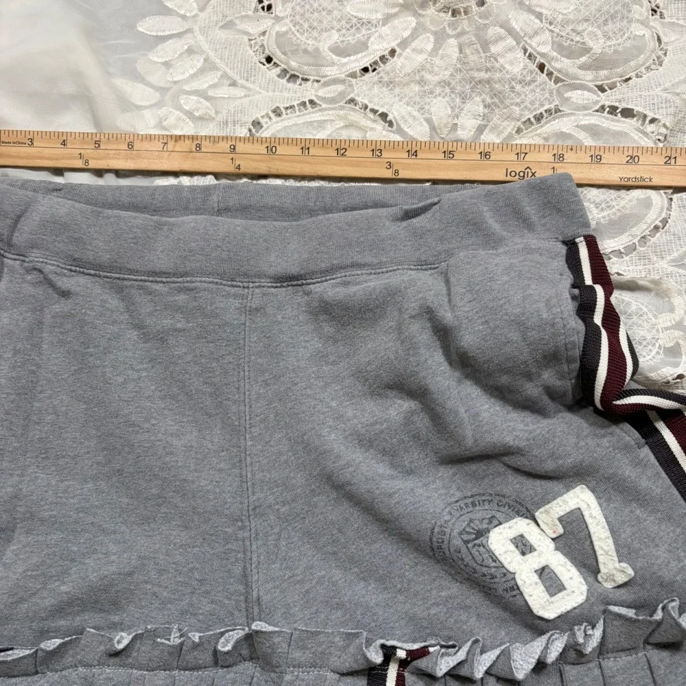 RARE Y2K Aeropostale Gray Fleece Ruffle Mini Skirt 87 Sporty Collegiate Large